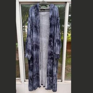 Peridot Plus Size Full Length Robe Blue Pattern Women's Size 4XL